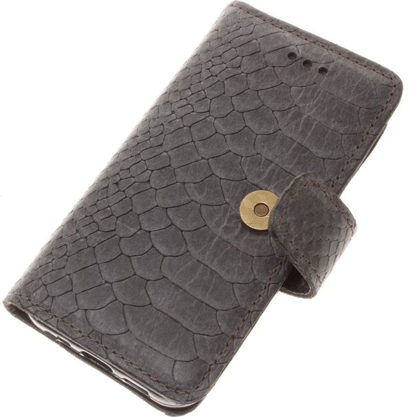 Made-NL Galaxy Note 10 Plus Antraciet reliëf Slangenprint robuust leer
