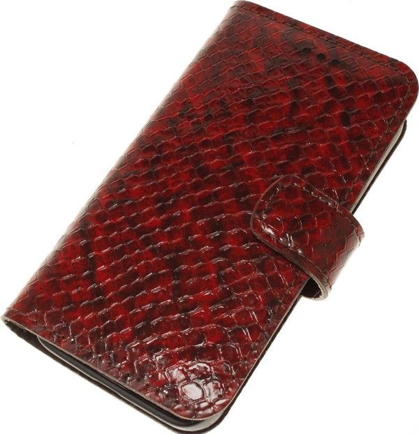 Made-NL iPhone 13 Pro Rood zwart reliëf glans slangenprint leer