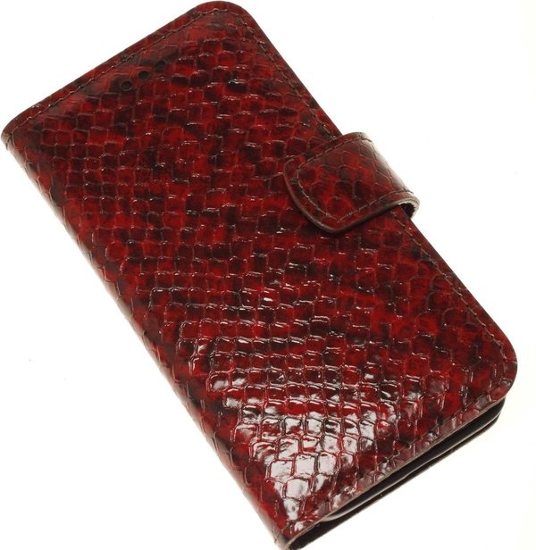 Made-NL Galaxy A72 Rood zwart reliëf glans slangenprint leer
