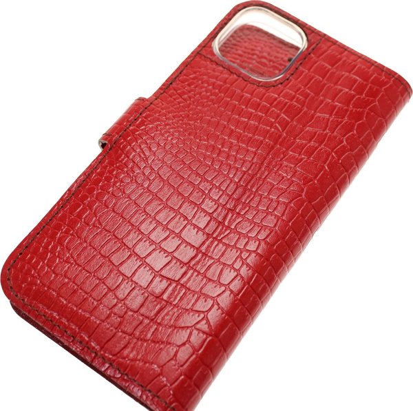 Made-NL iPhone 14 Plus rood krokodillenprint Reliëf robuust leer