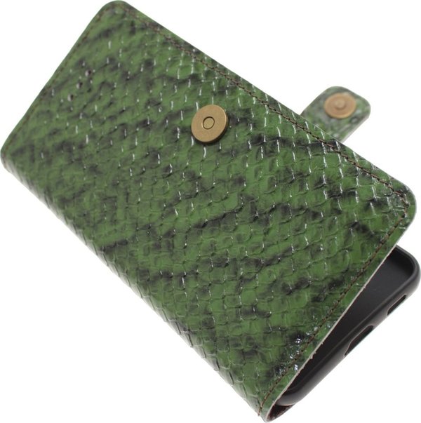 Made-NL iPhone 14 Plus Groen slangenprint kalfs leer