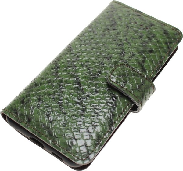 Made-NL hoesje Samsung Galaxy A22 5G book case Groen slangenprint kalfs leer