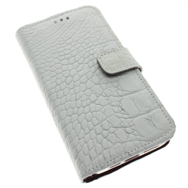 Made-NL hoesje iPhone 12 mini licht grauw grijs krokodillen print soepel